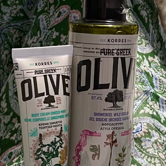 KORRES Pure Greek Olive & Wild Orchid Shower Gel & Olive & Ginger Mint Cream NEW - Picture 2 of 4